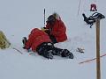 Sarah and Penny measuring ice thickness and snow depth